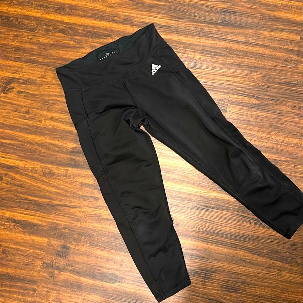 Adidas climalite  black cropped leggings ￼ women’s size S